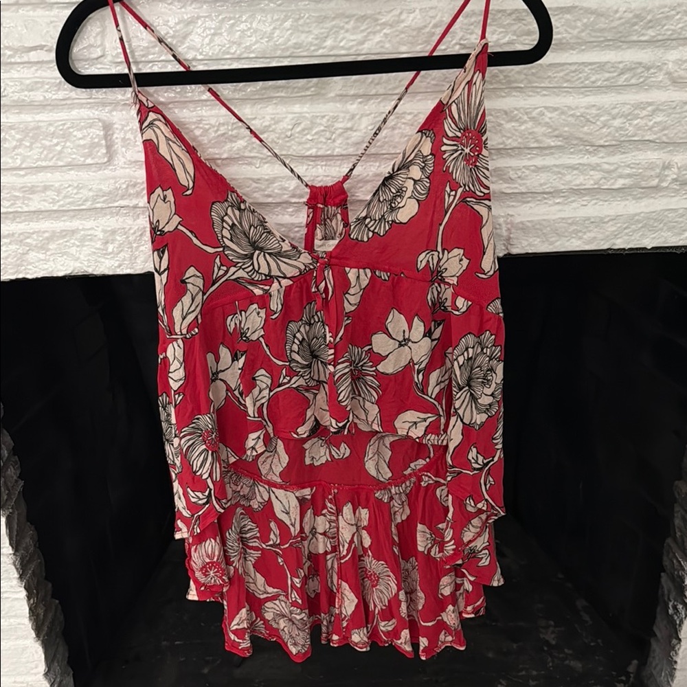 Floral Red Women's Top